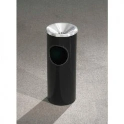 Glaro 3 Gallon Ash/Trash Receptacle w/Funnel Top Ash/Satin Aluminum Lid - F192-BK-SA