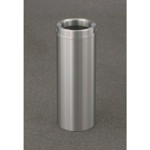 Glaro Steel Round Trash Can W/Funnel Lid, 6 Gallon, Satin Aluminum 1 Glaro Steel Round Trash Can W/Funnel Lid, 6 Gallon, Satin Aluminum