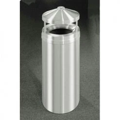Glaro 12 Gallon Ash/Trash Receptacle w/Canopy Top, Satin Aluminum - H1202SA