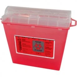 Bemis® 5-Quart Sharps Container, 10"H x 11"W x 5-1/4"D, Transparent Red -Cheap Trash & Recycling Store IMT 7365