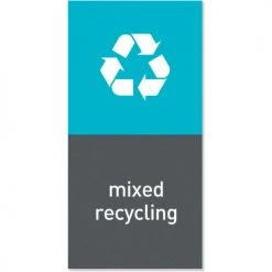 Simplehuman® Magnet Decal For Stainless Steel Trash Cans, "Mixed Recycling", Blue/Gray