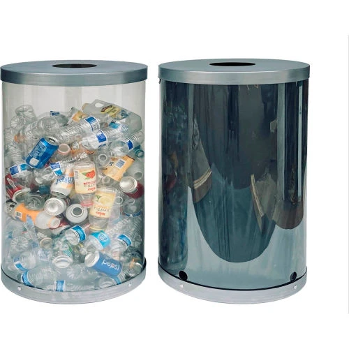 Kettle Creek Corporation Kettle Creek 40 Gal. Clear Plastic Bins, 19-1/2"D x 34"H, with Uncoated Metal Lid & Base,2 Cans/Pack 2 Kettle Creek Corporation Kettle Creek 40 Gal. Clear Plastic Bins, 19-1/2"D x 34"H, with Uncoated Metal Lid & Base,2 Cans/Pack - Image 2