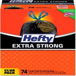 Hefty® Ultra Strong Tall Kitchen and Trash Bags, 30 Gal, 1.1 mil, 30" x 33", Black, 74/Box