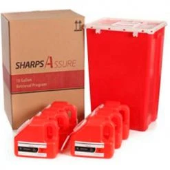 Post Medical Sharps Assure 18 Gallon Retrieval Program with Six 1 Gallon Sharps Containers