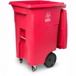 Toter 2-Wheel Medical Waste Cart w/Casters, 64 Gallon Red - RMC64-00RED -Cheap Trash & Recycling Store RMC64 Red 2