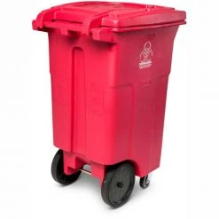 Toter 2-Wheel Medical Waste Cart w/Casters, 64 Gallon Red - RMC64-00RED -Cheap Trash & Recycling Store RMC64 Red 6