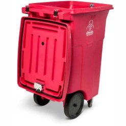 Toter 2-Wheel Medical Waste Cart w/Casters, 64 Gallon Red - RMC64-00RED -Cheap Trash & Recycling Store RMC64 Red 7