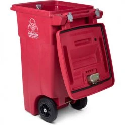 Toter Regulated Medical Waste Cart With Bio Hazard Logo, 32 Gallon - Red -Cheap Trash & Recycling Store RMN32 00RED 04