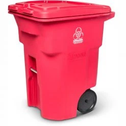 Toter 2-Wheel Medical Waste Cart, 96 Gallon Red - RMN96-00RED