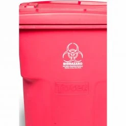Toter 2-Wheel Medical Waste Cart, 64 Gallon Red - RMN64-00RED -Cheap Trash & Recycling Store RMN96 Red 5 1