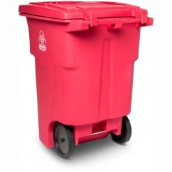 Toter 2-Wheel Medical Waste Cart, 96 Gallon Red - RMN96-00RED -Cheap Trash & Recycling Store RMN96 Red 6