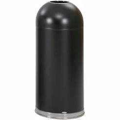 Safco® Steel Round Dome Top Trash Can W/Galvanized Liner, 15 Gallon, Black