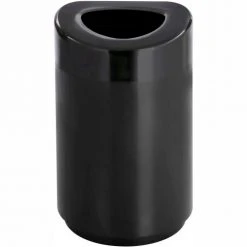 Safco® Steel Round Open Top Trash Can, 30 Gallon, Black