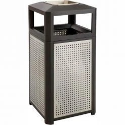 Safco® Evos™ Series Steel Garbage Can w/ Ash, 38 Gallon, 9935BL