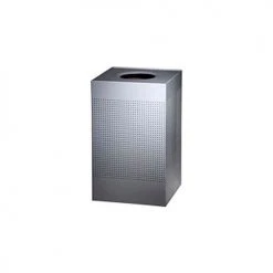 Rubbermaid® Silhouette Steel Square Trash Can W/Plastic Liner, 20 Gallon, Silver Metallic -Cheap Trash & Recycling Store SC18EPLSM web