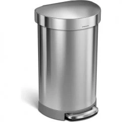 simplehuman® Semi- Round Step Can - 12 Gallon Brushed Stainless Steel - CW2030 -Cheap Trash & Recycling Store SIM CW2030