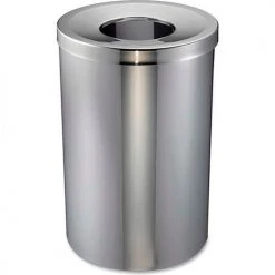 Genuine Joe Stainless Steel Round Open Mouth Trash Can, 30 Gallon