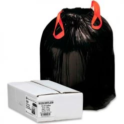 Bulk Outdoor Drawstring Trash Bags - Black, 33 Gallon, 1.2 Mil, 150 Bags/Box