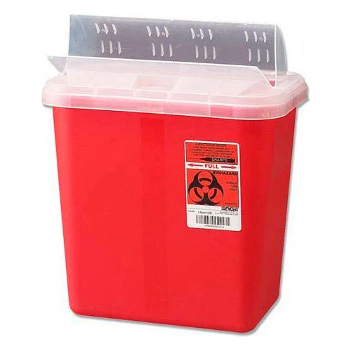 Covidien 2-Gallon Biohazard Sharps Container with Horizontal-Drop Opening Lid, Red 9 Covidien 2-Gallon Biohazard Sharps Container with Horizontal-Drop Opening Lid, Red - Image 9