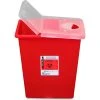 Covidien Biohazard Sharps Container with Hinged Lid, 8-Gallon Capacity, Red