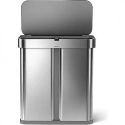 simplehuman® Dual Compartment Sensor Can, Voice & Motion Control, 15.3 Gal, Brushed - ST2036 -Cheap Trash & Recycling Store ST2036 V3