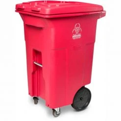 Toter 2-Wheel Medical Waste Cart w/Casters, 64 Gallon Red - RMC64-00RED -Cheap Trash & Recycling Store TT2 RMC64