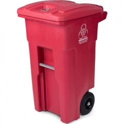 Toter Regulated Medical Waste Cart With Bio Hazard Logo, 32 Gallon - Red -Cheap Trash & Recycling Store TT2 RMN32 00RED
