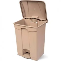 Toter Fire Retardant Step On Container, 18 Gallon, Beige - SOF18-00BEI -Cheap Trash & Recycling Store Toter 18Gallon SteponContainer Beige SOF18 FrontAngleOpen1000x1000
