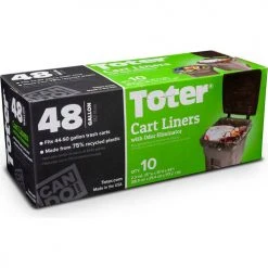 Toter 48 Gallon Cart Liner, 2.0 Mil, Black, 10 Pack - GB048-01000