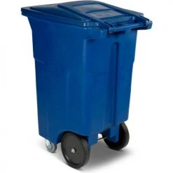 Toter Heavy Duty Two-Wheel Trash Cart w/Casters, 64 Gallon Recycling Blue - ACC64-00BLU -Cheap Trash & Recycling Store Toter 64Gallon CasterCart Blue ACC64 BackAngle