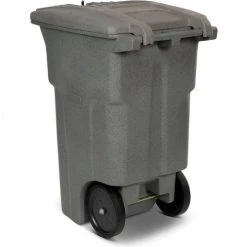 Toter Heavy Duty 2-Wheel Document Cart, 64 Gallon, Graystone - CDA64-53877 -Cheap Trash & Recycling Store Toter 64Gallon SecureDocumentCart Graystone CDA64 BackAngle
