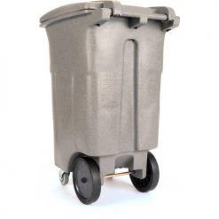 Toter 2-Wheel Secure Document/E-Waste Cart w/Casters, 64 Gallon Graystone - CDC64-00GST -Cheap Trash & Recycling Store Toter 64Gallon SecureDocumentCasterCart Graystone CDC64 Back Angle Left
