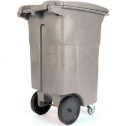 Toter 2-Wheel Secure Document/E-Waste Cart w/Casters, 64 Gallon Graystone - CDC64-00GST -Cheap Trash & Recycling Store Toter 64Gallon SecureDocumentCasterCart Graystone CDC64 Back Angle Right