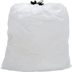 Industrial Drawstring Trash Bags, 13 Gal, White, 0.7 Mil, 300/Case -Cheap Trash & Recycling Store UAT DT12GALW
