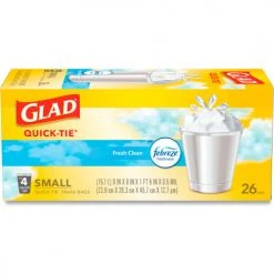 Glad® OdorShield Quick-Tie Small Trash Bags, 4 Gal, 0.5 mil, 8" x 18", White, 156/Case -Cheap Trash & Recycling Store UNT CLO78812