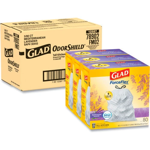 Glad® OdorShield Tall Kitchen Drawstring Bags, 13 Gal, 0.95 mil, Lavendar, White, 240/Case 20 Glad® OdorShield Tall Kitchen Drawstring Bags, 13 Gal, 0.95 mil, Lavendar, White, 240/Case - Image 20