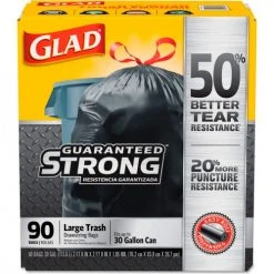 Glad® Drawstring Large Trash Bags, 30 Gal, 1.05 mil, 30" x 33", Black, 90/Case -Cheap Trash & Recycling Store UNT CLO78952