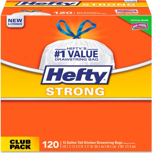 Hefty® Strong Tall Kitchen Drawstring Bags, 13 Gal, 0.9 mil, White, 360/Case 2 Hefty® Strong Tall Kitchen Drawstring Bags, 13 Gal, 0.9 mil, White, 360/Case - Image 2