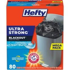Hefty&#174, Ultra Strong BlackOut Tall-Kitchen Drawstring Bags, 13 gal, 0.9 mil, Black, 240/Carton