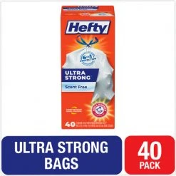 Hefty&#174, Ultra Strong Tall Kitchen and Trash Bags, 13 gal, 0.9 mil, White, 40/Box