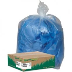 Commercial Recycled Can Liners 31-33 Gallon 1.25 Mil, Clear 100 Bag/Box