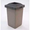 Wausau Tile Concrete Waste Receptacle W/Red Pitch In Lid, 20" X 20" Gray/Tan
