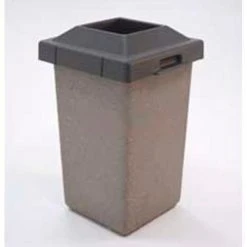 Wausau Tile Concrete Waste Receptacle W/Brown Pitch In Lid, 20" X 20" Gray/Tan