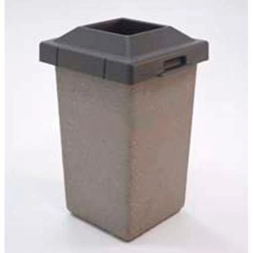 Wausau Tile Concrete Waste Receptacle W/Gray Pitch In Lid, 20" X 20" Gray/Tan 1 Wausau Tile Concrete Waste Receptacle W/Gray Pitch In Lid, 20" X 20" Gray/Tan