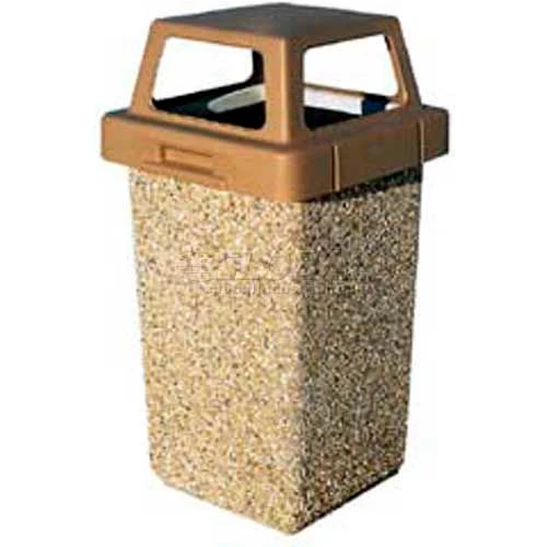 Wausau Tile Concrete Waste Receptacle W/Red 4 Way Top - 20" X 20" Gray/Tan 1 Wausau Tile Concrete Waste Receptacle W/Red 4 Way Top - 20" X 20" Gray/Tan
