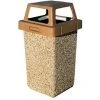 Wausau Tile Concrete Waste Receptacle W/Brown 4 Way Top - 20" X 20" Gray/Tan