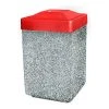 Wausau Tile Concrete Waste Receptacle W/Red Plastic Pitch In Top - 25" X 25" Gray/Tan