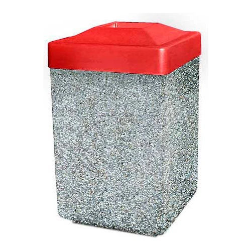 Wausau Tile Concrete Waste Receptacle W/Red Plastic Pitch In Top - 25" X 25" Gray/Tan 1 Wausau Tile Concrete Waste Receptacle W/Red Plastic Pitch In Top - 25" X 25" Gray/Tan