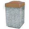 Wausau Tile Concrete Waste Receptacle W/Brown Plastic Pitch In Top - 25" X 25" Gray/Tan