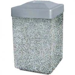 Wausau Tile Concrete Waste Receptacle W/Gray Plastic Pitch In Top - 25" X 25" Gray/Tan